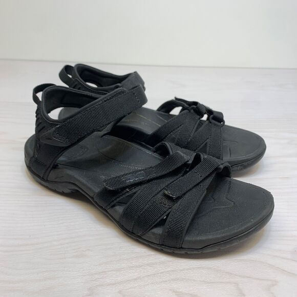 Teva Tirra Black/Black Strappy Sandal Women's Size 8 - Picture 1 of 10